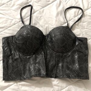 Faux leather bra crop